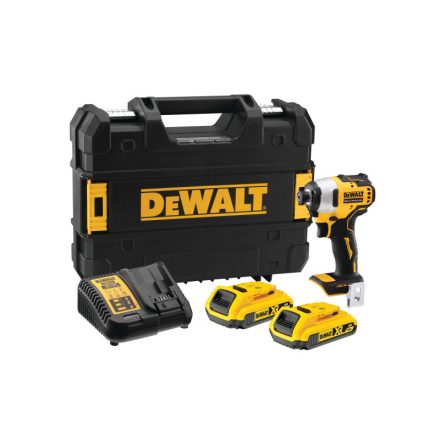 DEWALT Akumulátorový rázový uťahovák 18 V bez uhlíkovej kefky (2 x 2,0 Ah batéria + nabíjačka + TSTAK) DCF809D2T