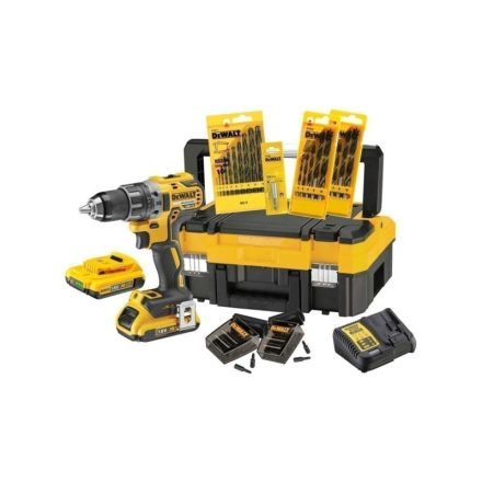 DEWALT Akumulátorová vŕtačka-skrutkovač sada 18 V (2 x 2,0 Ah batéria + nabíjačka + TSTAK + príslušenstvo) DCK791D2T