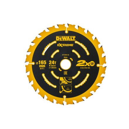 DEWALT EXTREME Pílový kotúč na drevo 165 x 20 x 1,65 mm / 24T