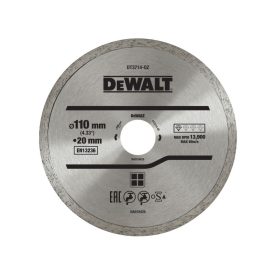 DEWALT Diamantový rezný kotúč na dlaždice mokré/suché 110 x 20 mm nepretržitý   DEWALT Diamantový rezný kotúč na dlaždice mokré/suché 110 x 20 mm nepretržitý