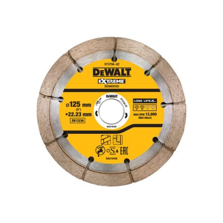 DEWALT Diamantový rezací kotúč segmentovaný 125 x 22,2 mm s dvojitým kotúčom