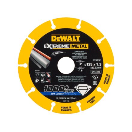 DEWALT EXTREME METAL Diamantový rezací kotúč na kov 125 x 1,3 x 22,2 mm (kov/alu/inox)