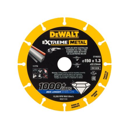 DEWALT EXTREME METAL Diamantový rezací kotúč na kov 150 x 1,3 x 22,2 mm (kov/alu/inox)