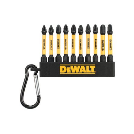 DEWALT Sada bitov s karabínou 10-dielna 1/4" Hex (PZ1x2, PZ2x6, PZ3x2 / 57 mm) FLEXTORQ