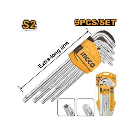 INGCO Sada dlhých torx kľúčov 9 kusov T10-T50 S2