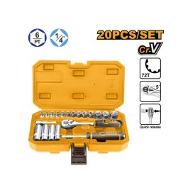 INGCO Sada skĺbacích klúčov 20 dielna 1/4" 4-14 mm CrV   INGCO Sada skĺbacích klúčov 20 dielna 1/4" 4-14 mm CrV