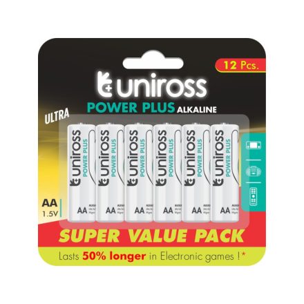 UNIROSS VALUE AA/tužková odolná alkalická batéria 1,5 V (12 ks)