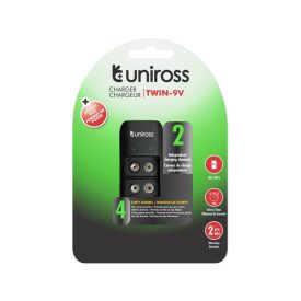 Bloková nabíjačka batérií UNIROSS s 2 zásuvkami 9 V Bloková nabíjačka batérií UNIROSS s 2 zásuvkami 9 V