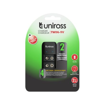 Bloková nabíjačka batérií UNIROSS s 2 zásuvkami 9 V