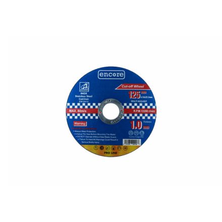 ENCORE Brúsny kotúč na kov 125 x 1,0 x 22,23 mm nerez