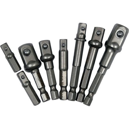 Sada adaptérov YATO nástrčných kľúčov 8 dielov 1/4" Hex -> 1/4", 3/8", 1/2" štvorcový CrV