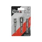 Sada adaptérov YATO nástrčných kľúčov 3 diely 1/4" Hex -> 1/4", 3/8", 1/2" štvorec
