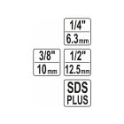 Sada adaptérov YATO nástrčných kľúčov 3 diely SDS-Plus -> 1/4", 3/8", 1/2" štvorec