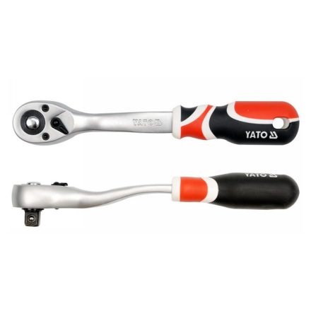 Ráčna YATO stopka 1/2" 255 mm 72T zahnutá stopka mäkká rukoväť CrV