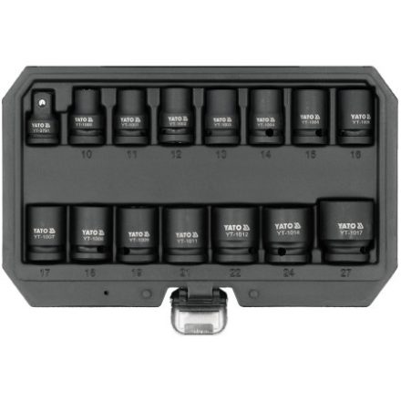 YATO Gépi dugókulcs készlet 1/2" 15 részes 10-27 mm 3/8" x 1/2" adapterrel