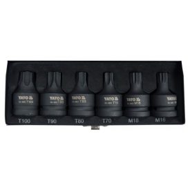 Sada nástrčných kľúčov YATO Machine Bit 6-dielna Torx a Spline 3/4" CrMo   Sada nástrčných kľúčov YATO Machine Bit 6-dielna Torx a Spline 3/4" CrMo