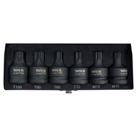 Sada nástrčných kľúčov YATO Machine Bit 6-dielna Torx a Spline 3/4" CrMo