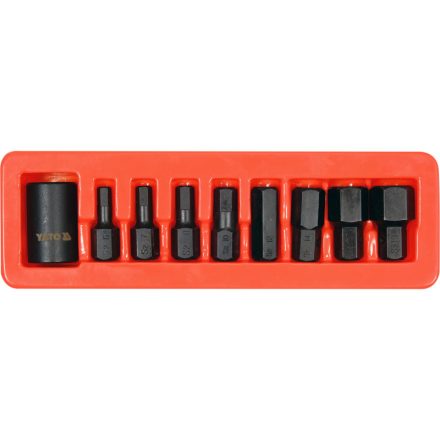 YATO súprava imbusových bitov 9-dielny adaptér pre nástrčný kľúč 1/2" 6-19 mm
