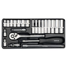 Sada nástrčných kľúčov YATO 23 kusov 1/4" 4-13 mm CrV   Sada nástrčných kľúčov YATO 23 kusov 1/4" 4-13 mm CrV