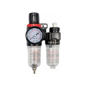 YATO Pneumatický vzduchový filter s regulátorom tlaku a nádržkou na tuk 1/4" 25 cm3   YATO Pneumatický vzduchový filter s regulátorom tlaku a nádržkou na tuk 1/4" 25 cm3