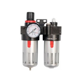 YATO Pneumatický vzduchový filter s regulátorom tlaku a nádržkou na tuk 1/4" 90 cm3   YATO Pneumatický vzduchový filter s regulátorom tlaku a nádržkou na tuk 1/4" 90 cm3