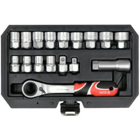 Sada nástrčných kľúčov YATO 17 kusov 3/8", 1/2" drážka   Sada nástrčných kľúčov YATO 17 kusov 3/8", 1/2" drážka