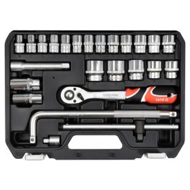 Sada nástrčných kľúčov YATO 25 kusov 1/2" 10-32 mm CrV   Sada nástrčných kľúčov YATO 25 kusov 1/2" 10-32 mm CrV