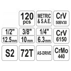 Sada nástrčných kľúčov YATO 120 kusov 1/4", 3/8", 1/2" CrV