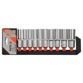 YATO Sada nástrčných kľúčov dlhých 10 kusov 1/2" 10-24 mm CrV   YATO Sada nástrčných kľúčov dlhých 10 kusov 1/2" 10-24 mm CrV