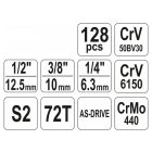 Sada nástrčných kľúčov YATO 128 kusov 1/4", 3/8", 1/2" CrV