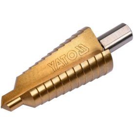 YATO Stupňový vrták 10-30 mm 12 stupňov HSS nitrid titánu   YATO Stupňový vrták 10-30 mm 12 stupňov HSS nitrid titánu