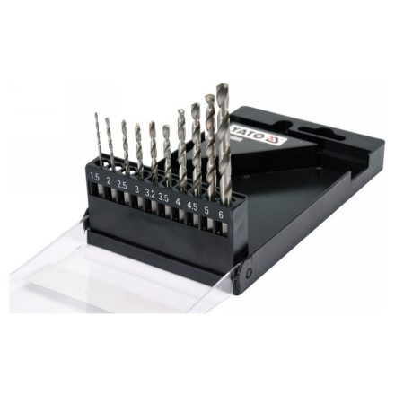 YATO Sada vrtákov na špirálu s bitovým uchopením 10 kusov 1,5-6 mm HSS 6542