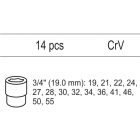 Sada nástrčných kľúčov YATO 14 kusov 3/4" 19-55 mm CrV (vložka do zásuvky)