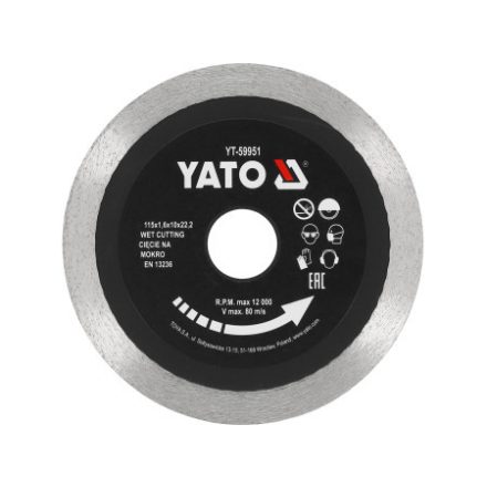 YATO Diamantový rezací kotúč 115 x 1,6 x 10 x 22,2 mm nepretržitý