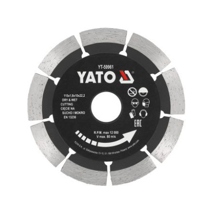 YATO Diamantový rezací kotúč 115 x 1,8 x 10 x 22,2 mm segmentovaný