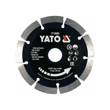 YATO Diamantový rezný kotúč 125 x 2,0 x 10 x 22,2 mm, segmentovaný