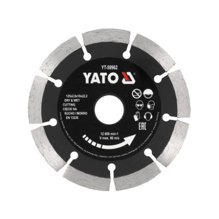 YATO Diamantový rezný kotúč 125 x 2,0 x 10 x 22,2 mm, segmentovaný