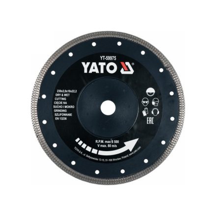 YATO Diamantový rezací kotúč 230 x2,0 x 10 x 22,2 mm nepretržitý