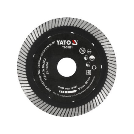YATO Diamantový rezací kotúč 115 x 1,3 x 10 x 22,2 mm turbo