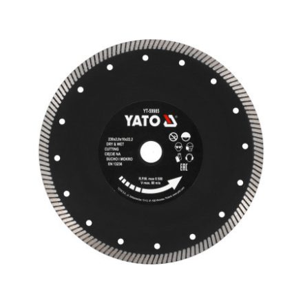 YATO Diamantový rezný kotúč 230 x 2,0 x 10 x 22,2 mm turbo