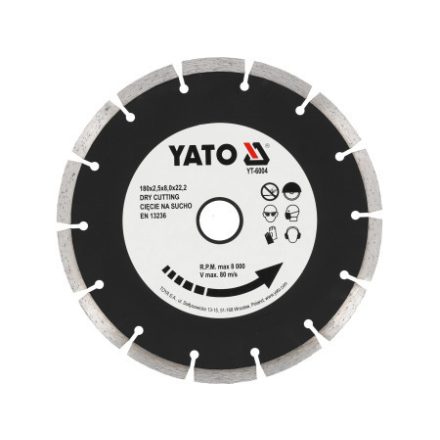 YATO Diamantový rezný kotúč 180 x 2,5 x 8,0 x 22,2 mm segmentovaný