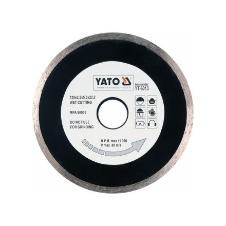 YATO Diamantový rezací kotúč 125 x 2,2 x 5,3 x 22,2 mm nepretržitý