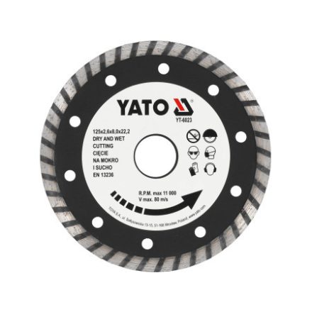 YATO Diamantový rezací kotúč 125 x 2,6 x 8,0 x 22,2 mm turbo