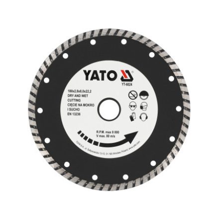 YATO Diamantový rezací kotúč 180 x 2,8 x 8,0 x 22,2 mm turbo