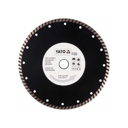 YATO Diamantový rezný kotúč 230 x 3,1 x 8,0 x 22,2 mm turbo