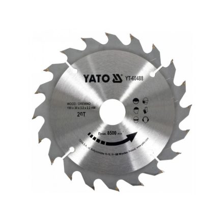 YATO Pílový disk na drevo 190 x 30 x 2,2 mm / 20T