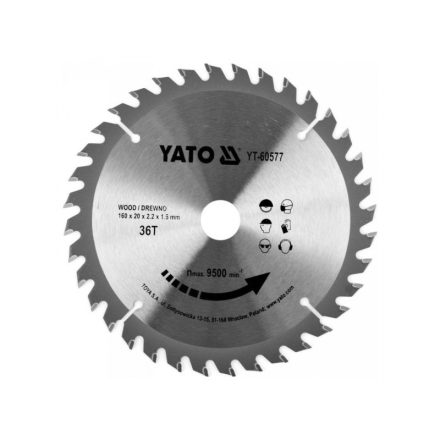 YATO Pílový kotúč na drevo 160 x 20 x 1,5 mm / 36T