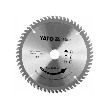 YATO Pilový kotúč na drevo 160 x 20 x 1,5 mm / 60T