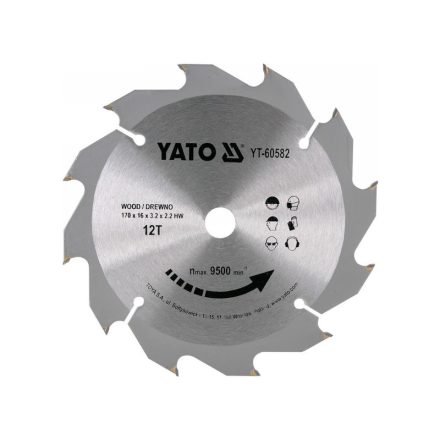 YATO Pílový kotúč na drevo 170 x 16 x 2,2 mm / 12T