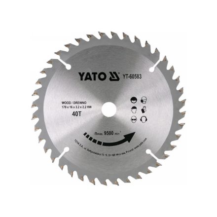 YATO Pílový kotúč na drevo 170 x 16 x 2,2 mm / 40T